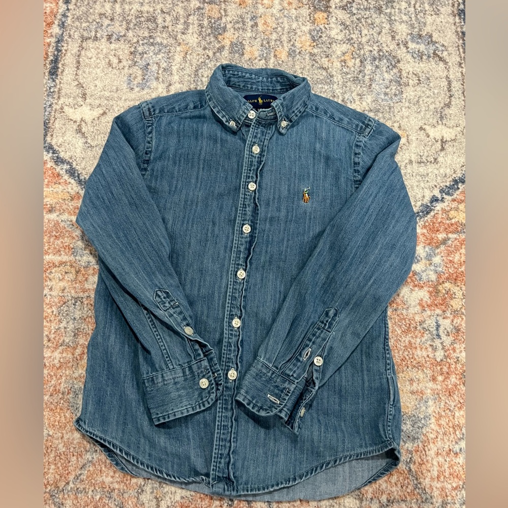 Ralph Lauren Boy’s Classic Blue Chambray Denim Shirt Gorgeous Preppy